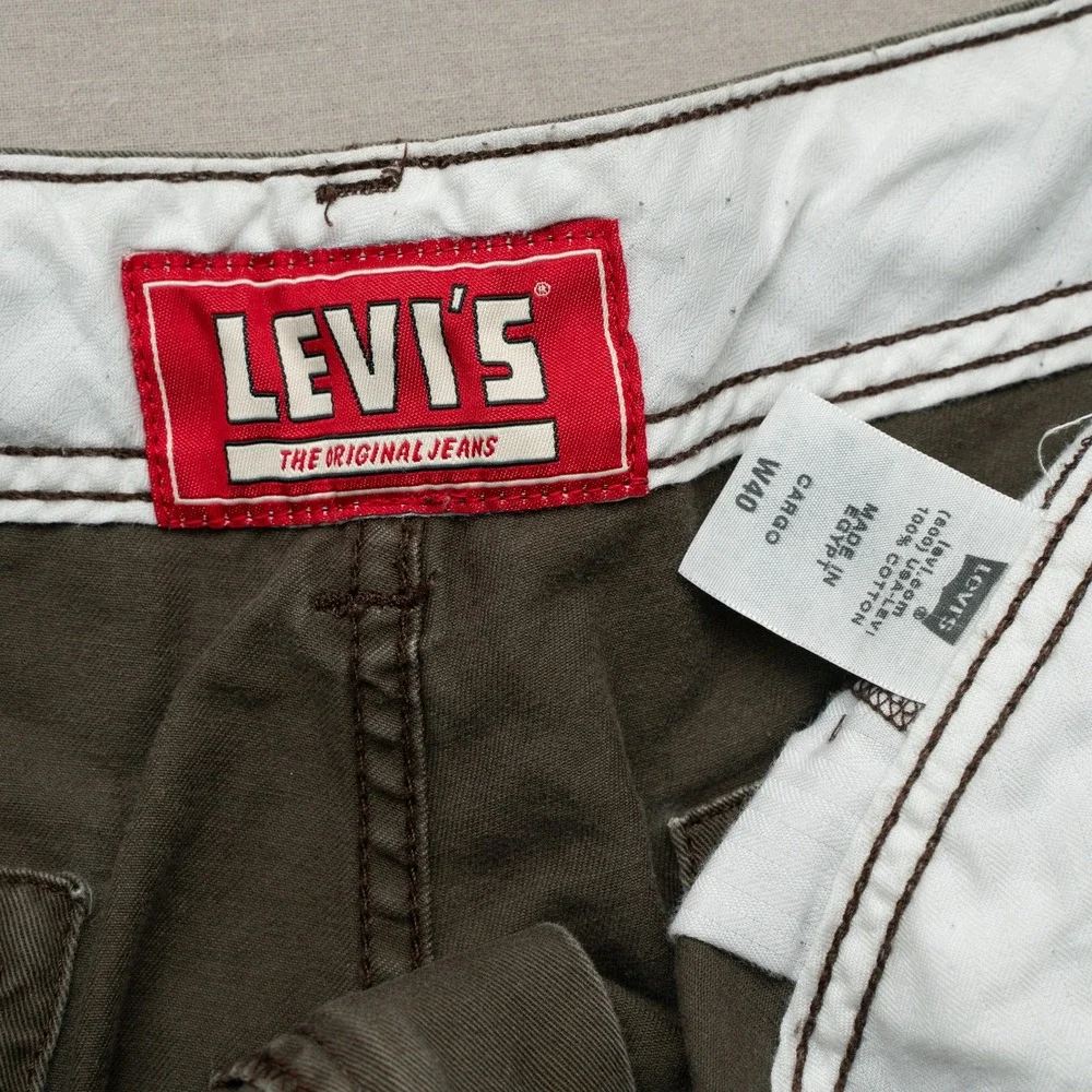 Vintage Y2k 2000s Levis Baggy Cotton Cargo Shorts Brown Loose Fit Mens 39